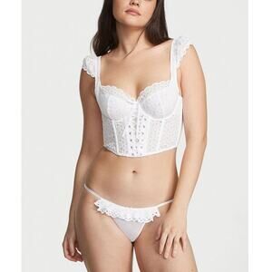 Victoria's Secret Women's White Ruffle Lace Dream Angels String Panties Size M